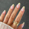 AstraGlam 24PCS Almond French Tip Press On Nails Aurora Nude Glossy Doonails Press On Nails Medium Length Glazed Chrome Artificial for Women