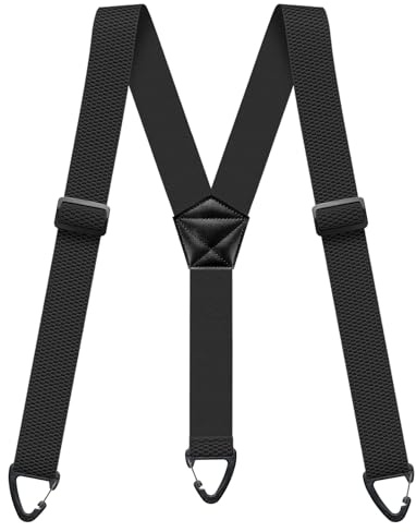 Men's Suspenders 1.6 Inch Wide Hidden Suspenders for Men Heavy Duty Adjustable Elastic Braces Under Clothes with 4 Snap Loop for Jeans Pants Black
