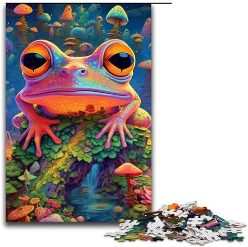 Puzzle für Erwachsene 1000 Teile Psychedelic Frog Art Puzzles Spiel Spielzeug Lustig 1000 PCS