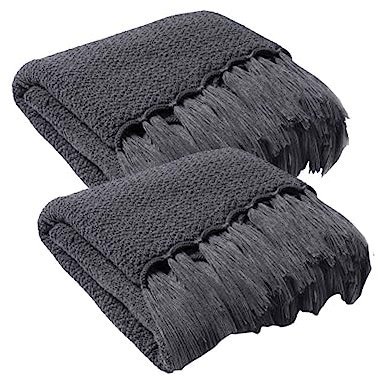 Cabilock Coperta All Uncinetto con Nappe Coperta Semplice per e Scuro per e Design per La Casa