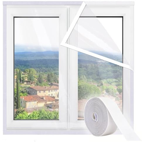 Risareyi Isolante Termico per Finestre 65x120cm, Bianco Pellicola Trasparente EVA Tenda Termica Window Cover Inverno Contro Freddo, Include Nastro Biadesivo, non Tagliabile