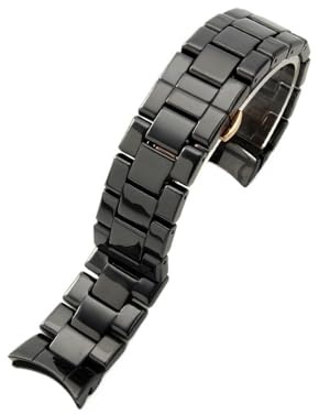 BWBVHRHZY 24 mm Keramik-Uhrenarmband, passend for Armani AR1451 AR1452 AR1400 AR1410 AR1421 AR1440, schwarz mattiertes Uhrenarmband mit Zubehör