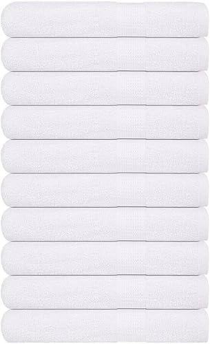 Generico 10 PEZZI Set Asciugamani per il viso Bagno Bianchi, Hotel, Cotone, ADATTI palestre, net bidet, casa, hotel, SPA, dormitorio. (BIANCO, Asciugamani 30x30cm)