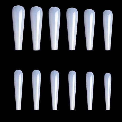 504 Stück/Set XXL lange Sarg-Nagelspitzen zum Aufdrücken für extra lange, klare und natürliche künstliche Nägel mit Designs