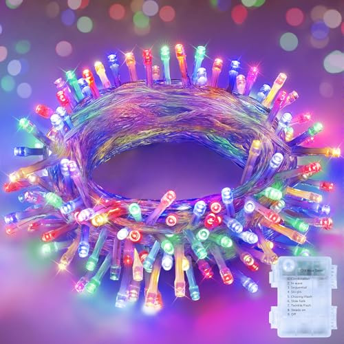 Hopexy Battery Fairy Lights, 10m 100LEDs Fairy Lights Battery Operated with Timer, Waterproof Multicolour Christmas Lights with 8 Modes/Indoor Outdoor for Bedroom Wedding Garden Christmas Decorations