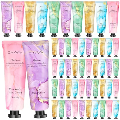 Hand Cream Gift Set 50pcsx30ml, Non-greasy Fast-absorbing Mini Hand Lotion for Very Dry Cracked Hand Moisturizer Travel Size Hand Cream Party Favors Bulk Gifts for Women Men Christmas Birthday