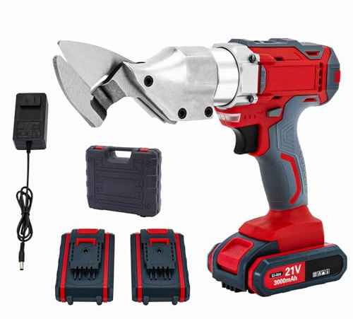 Cesoie per metallo senza fili, cesoie elettriche lamiera senza fili da 36 V, con 2 batterie, testa girevole a 360°, per ferro, alluminio, rame, lamiera ondulata, coperture, moquette