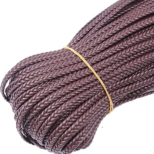Corda di cuoio intrecciata, Cordoncini in pelle for gioielli fai da te e creazione di braccialetti, larghezza 8 mm, 5 metri, multicolore(Brown,100m)