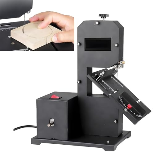 Sega a Nastro Professionale da Banco per Piccoli Laboratori, Tavolo Inclinabile per Metallo con Sega a Nastro Regolabile da 800 W (0-45°), Altezza di Taglio 70 Mm Macchina da Taglio Professionale