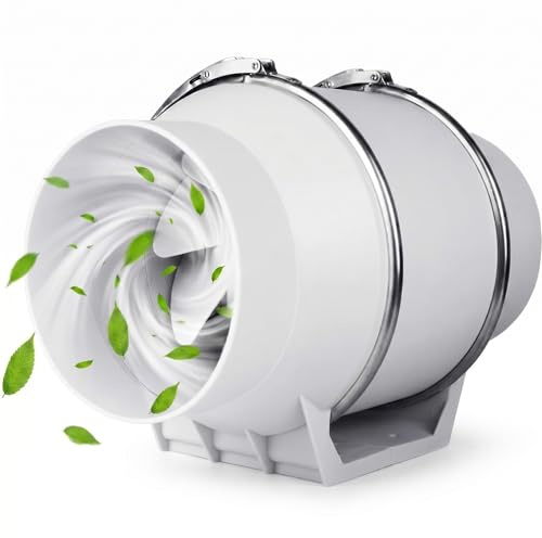 SOONHUA 4 Inch Inline Extractor Fan, Duct Ventilation Fan 220m³/h 40W Powerful Quiet Bathroom Inline Exhaust Fan for Bathroom Kitchen Grow Tent