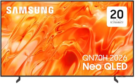 Samsung Smart TV 75 Pouces QN70H Mini LED Neo QLED 4K, Quantum Mini LED, Real QLED 100% de Volume de Couleurs, Processeur Crystal 4K Optimisé par l'IA, Motion Xcelerator, Vision AI Companion [2026]
