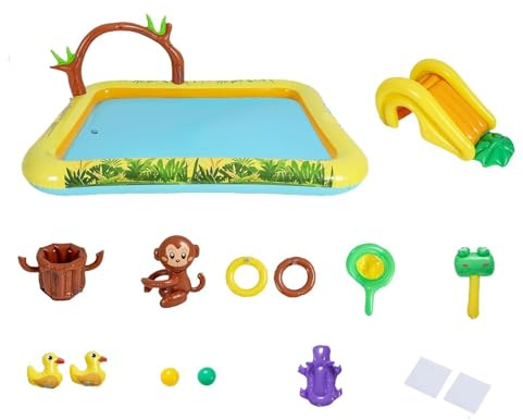 Piscina Bambino con Scivolo,Gonfiabile Animali Scivolo,Piscina per - per Giardino Cortile Prato Esterno Terrazza Portico Giochi Scuola Casa