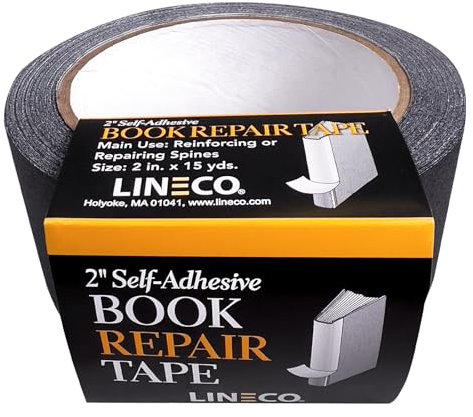 LINECO Self-Adhesive Book Repair Tape-Black 2 x 15Yd, OSFA