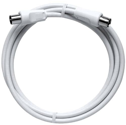 Axing BAK 999-90 Anschlusskabel IEC, gerader Koax-Stecker auf Koax-Buchse hochgeschirmt (10 m) weiß