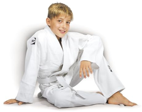GREEN HILL JUDOGI Junior Beginner 350g/m2 Kimono Divisa Bianco Blu Judo GI JU Jitsu Unisex (140, Bianco)