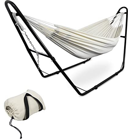 Sotech - Lit Suspendu, Hamac, Beige, avec Support Type-H, Brésilien, Coton, Capacité: pour 2 Personnes, Hauteur: Ajustable