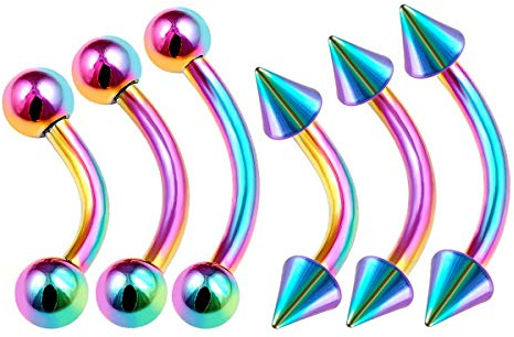 KJM FASHION 6 STK Eloxiert Banane Ohr 1,2 mm 16 g Helix Daith Eyebrow
