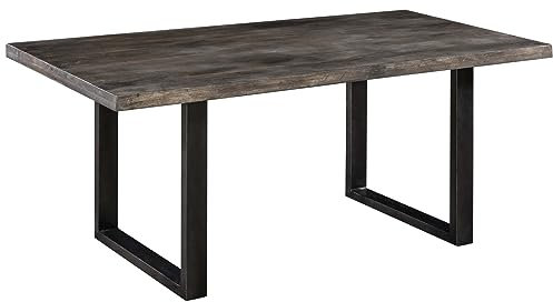MASSIVMOEBEL24.DE | Railway Esstisch aus Massivholz #108 | aus Mangoholz - Grau, lackiert | + U-Beine aus Metall | 160x90cm | Massivholztisch Echtholztisch Esstisch