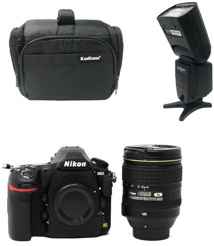 KamKorda Camera Bag + Flash + D850 DSLR Camera + AF-S NIKKOR 24-120mm f/4G ED VR Lens, 45.7MP FX-Format BSI CMOS Sensor, EXPEED 5 Image Processor, 3.2 Tilting Touchscreen LCD + 2 Year Warranty