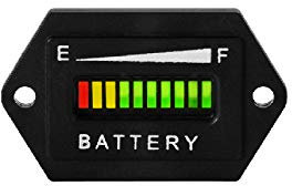 Runleader 12/24V Indicatore del livello di carica della batteria, Indicatore della batteria al piombo, Avviso di scarica della batteria per golf cart, Carrelli elevatori, Star Car(BI001-12/24V)