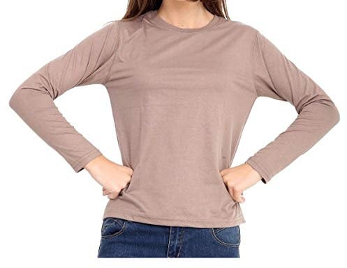 Candid Styles Childrens Kids Unisex Boys Girls Long Sleeve Plain T-Shirt Top Tee School PE, Age 11-12, Mocha