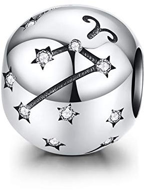 LaMenars Damen 12 Konstellationen Sternzeichen Stern Bead Charms 925 Sterling Silber Anhänger für, Chamilia & European Charm Armbänder & Halsketten (der Widder: 3.21-4.19)