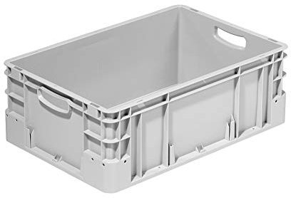 Die Boxfabrik GmbH Stapelbehälter im Euroformat 600x400x220 mm | Eurobehälter | Stapelbox | Transportkiste | Transportbehälter | Premium-Qualität Made in Germany Farbe grau