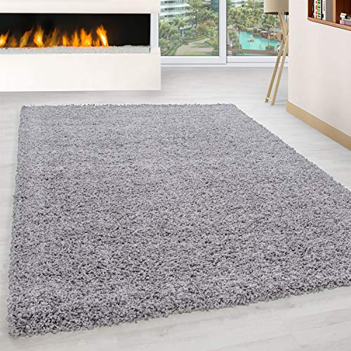Abaseen Small Large Shaggy Rug Modern Rugs Living Room Extra Large Small Medium Rectangular Size Soft Touch Thick Pile Living Room Area Rugs Non Shedding (Silver, 120x170 cm)