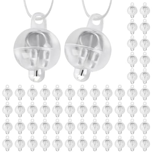 Yizhet Luci per Palloncini, 60 Pezzi Luce Rotonda Led per Palloncini, con Gancio, Bianco Freddo, Non Lampeggiante per Decorazione Matrimonio Halloween Festa Natale
