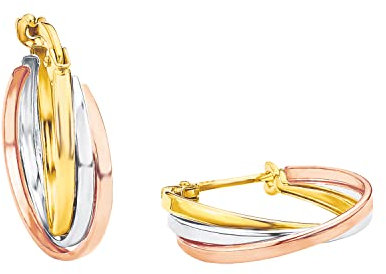 Amor Creolen Damen Ohrschmuck, 24 cm, Tricolor, Kommt in Schmuck Geschenk Box, 2014178