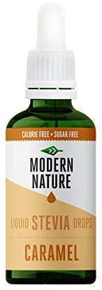 Modern Nature Karamell Stevia Flüssig - Flavour Drops - Stevia Zucker - Stevia Drops Süßstoff - Liquid Aroma Geschmacks Tropfen - Zero Sirup Zuckerfrei Ohne Kalorien Alternative Süßungsmittel 50ml