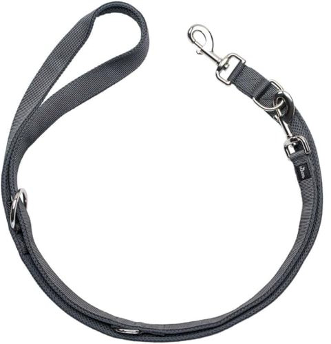 HUNTER DIVO & Maldon Verstellbare Hundeführleine, Nylon, gepolstert mit weichem Mesh-Material, 20/200, grau/grau