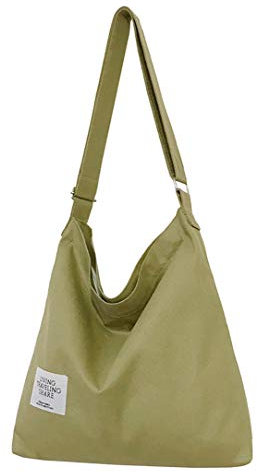 Covelin Damen Retro, Größe L, Canvas Schultertasche Hobo Crossbody Handtasche Casual Tote, Salbeigrün