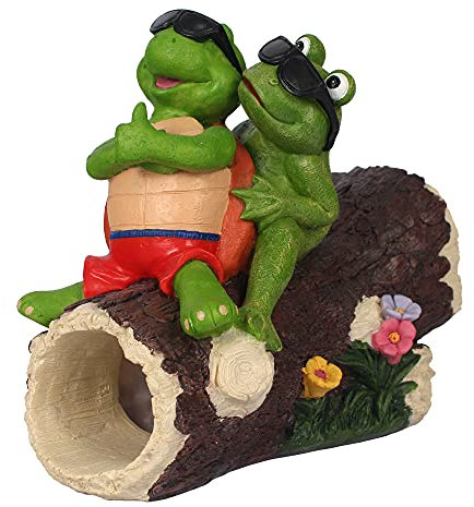 Surfen Frosch und Schildkröte Dachrinne Guardian Downspout, The Reptile Garden Statue Outdoor Rain Downspout Erweiterung Skulptur für Terrasse, Hof, Kunst und Rasenornamente – 7,6 x 5,1 cm