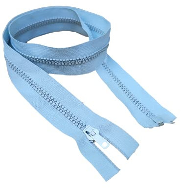SHOWROOM VICIDOMINI Cerniera Lampo Zip Catena plastica cursore sganciabile autobloccante Chiusura (06 Celeste 75 cm - Cat. 6)