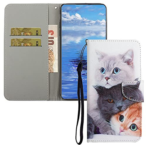 QIWEIQING Funda para Xiaomi Redmi 9C, Funda Libro Xiaomi Redmi 9C, Funda Móvil Xiaomi Redmi 9C Magnético Carcasa para Xiaomi Redmi 9C Funda con Tapa, Three Cats XC5