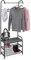 Relaxdays Garderobe mit Schuhablage & Sitzbank, Metall, stehend, Flurgarderobe mit 4 Haken, HBT: 173x64x30 cm, schwarz