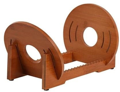 Vinyl Record Storage Holder Stand - Tabletop Vintage Music Album Display Rack - Vinyls Records Storage Organizer Shelf - Modern Standing LP Holder - Holds up to 50 Albums or CDs - Bamboo - Light Brown