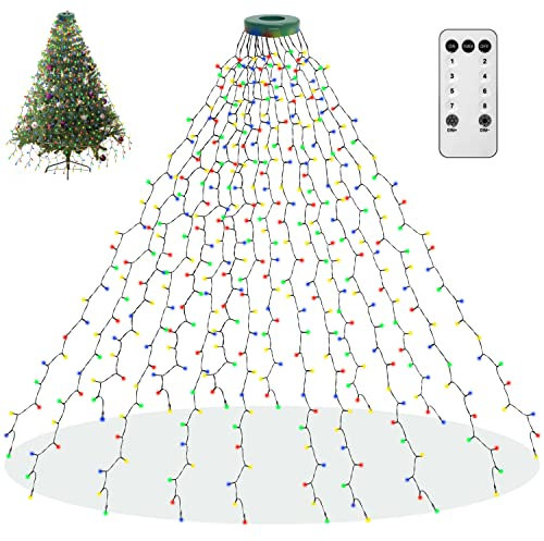 aneeway Fairy Lights Mains Powered 6.6FT x 16Line, 400 LEDs String Lights with Remote Control, UKCA Certified Christmas Decorations Lights for 6ft - 8ft Xmas Tree - Multicolor