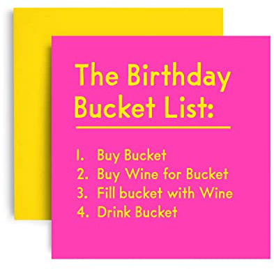 Huxters Funny Birthday Card for Her – Bucket List - Happy Birthday Cards for her – gifts from women - Friend – Gifts – Friendship gifts women – Cardd for Mum 14.8cm (Bucket List)