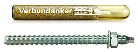 Isolbau Verbundanker Set - Verbundankerpatrone styrolfrei V12 + Ankerstange verzinkt M12 x 300 - ETA/ETAG Zulassung - 1 Stück
