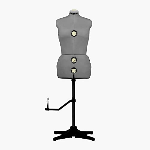 Nähpuppe für Schneiderinnen Ausstellung, höhenverstellbar Frau einziehbar Mannequin, Brustumfang 44-52 Euro, Ergonomisches Design mit Größe Fixatoren, 13 Elemente, Größe L-XXXL (Grau)