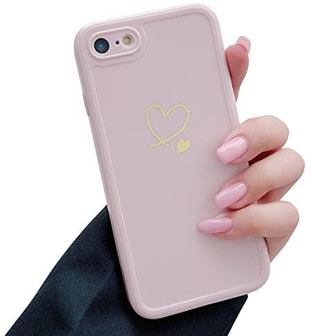 LRANKAI Compatible with iPhone 7/8/SE 2020/SE 2022 Case for Women Girls,Cute Love Heart Pattern Glossy Soft Slim TPU Case Shockproof Protective Bumper Cover for iPhone 7/8/SE 3/2 4.7"-Pink