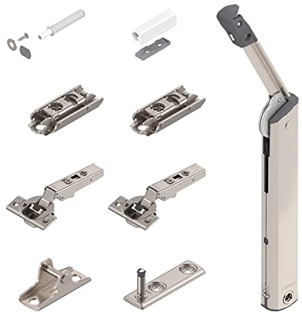 siwitec Blum AVENTOS Klappenbeschlag HK-XS Komplett-Set mit TIP-ON, Soft-Close, Leistungsfaktor 800-1600, Seidenweiß