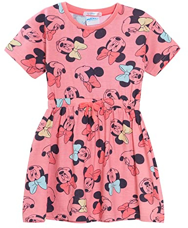 Disney Minnie Mouse Dress for Girls Sundress Short Sleeved T-Shirt Cotton Dress Tunic Top
