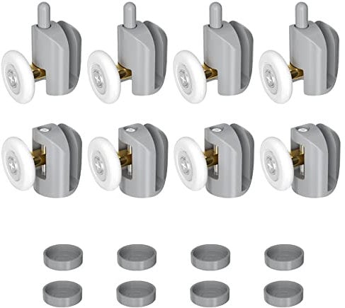 Relota 8 Pcs Rodamientos Mampara Ducha 23mm, Ruedas de Acero Inoxidable para Mamparas de Baño de Cristal 4-5mm, Puerta de Ducha, Puerta Corredera (4 Rodillos Superiores, 4 Rodillos Inferiores)