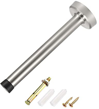METALLIXITY Door Stop Wall Mount Door Stopper (150mm/5.91) 1pcs, Stainless Steel Sound Dampening Door Stoppers with Screws - for Furniture Decor, Silver Tone