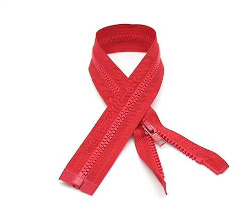 DOJA Barcelona | Cerniera Giubbotto Aperta | 10 Pz | 70cm | Numero 5 | Rosso | Chiusure Zip Giubbotto | Cerniera per Giubbotto da Cucire | Ricambi Cerniera Lampo Giacca, Pantalone, Borsa, Jeans
