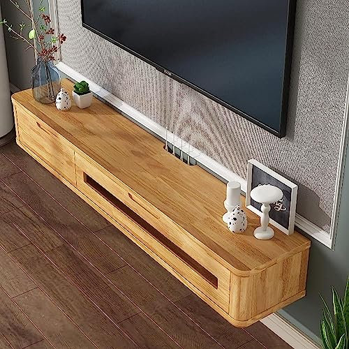 Wandmontierte TV-Einheit, schwebender TV-Ständer, Wandmontage – TV-Schrank, Entertainment-Center, Medienkonsolen-Aufbewahrungsregale für AV-Receiver/Xbox/Kabelboxen/Gaming-Systeme, Kiefer/B/