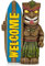 Pssopp Hawaiianisches Tropisches Tiki-Dekor, Tiki-Surfer-Typ Gartenstatue Maya-Totem Garten-Skateboard für den Außenbereich, Balkon, Garten, Veranda, Rasen, Auffahrt (Surfbrett)